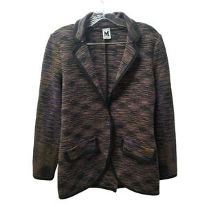 M Missoni  42 Purple Orange Black Heathered Blazer Cardigan